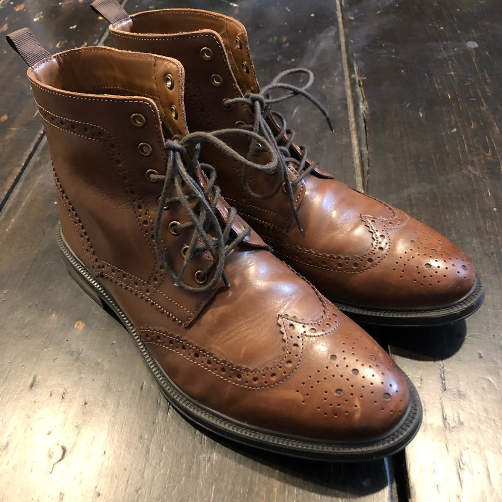 Stafford Deacon Cognac 10D Wingtip Dress Boot